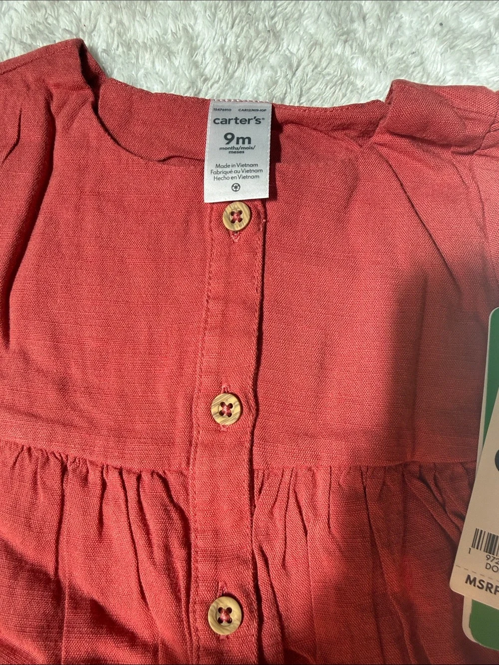Carter's Girls Red Button-Front Dress with Ruffle Hem